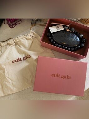 cult gaia black beaded ark clutch